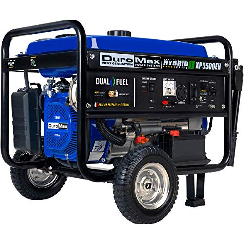 DuroMax XP5500EH Electric Start-Camping & RV Ready, 50 State Approved Dual Fuel Portable Generator-5500 Watt Gas or Propane Powered, Blue/Black