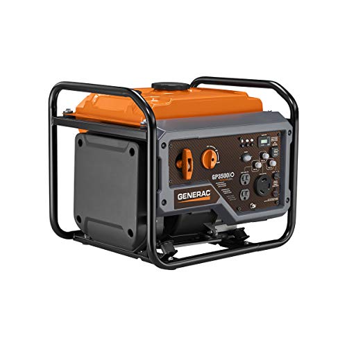Generac 7128 GP3500iO 3,500-Watt Gas Powered Open Frame Portable Inverter Generator - Quieter & Lighter Design with Increased Starting Capacity - Produces Clean, Stable Power - CARB Compliant