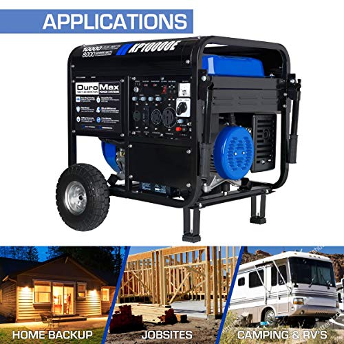 DuroMax XP10000E Gas Powered Portable Generator-10000 Watt Electric Start-Home Back Up & RV Ready, 50 State Approved, Blue/Black