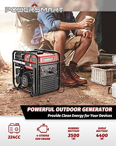 PowerSmart 4400-Watt Portable Generator Gas Powered, RV Ready 30A AC Outlet, Inverter Technology, CARB Compliant
