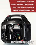 PowerSmart 2500W Portable Inverter Generator, Super Quiet 4-Stroke Engine, CARB Compliant, Eco-Mode Feature, Ultra Lightweight for Backup Home Use & Camping