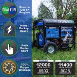 DuroMax XP12000HX Dual Fuel Portable Generator-12000 Watt Gas or Propane Powered Electric Start w/CO Alert, 50 State Approved, Blue