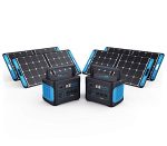 Geneverse 1002Wh (2x4) Solar Generator Bundle: 2X HomePower ONE Portable Power Stations (3X 1000W AC Outlets Each) + 4X 100W Solar Panels. Quiet, Indoor-Safe Backup Battery Generators For Home Devices