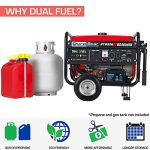 DuroStar DS4850EH Dual Fuel Portable Generator-4850 Watt Gas or Propane Powered Electric Start-Camping & RV Ready, 50 State Approved, Red/Black