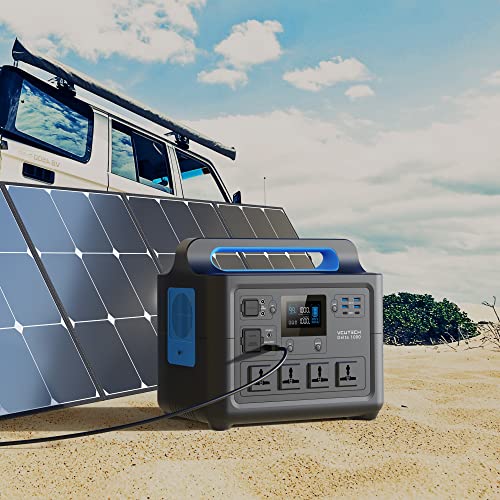 Portable Power Station 1000W, Power Equipment, Solar Generator Solar Panel Included Backup Battery Power Supply Kit for Outdoors, Camping, Travel, Off-Grid, Emergency by VCUTECH