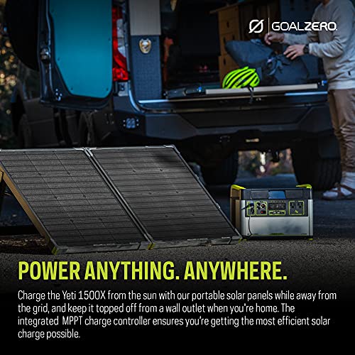 Goal Zero Yeti Portable Power Station - Yeti 1500X w/ 1,516 Watt Hours Battery Capacity, USB Ports & AC Inverter - Includes Boulder 100 Briefcase Solar Panel, For Camping, Outdoor, Off-Grid & Home Use