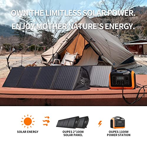 OUPES 1800W Solar Generator with 480W Panels Included, 1488Wh Portable Power Station with 3x 110V (Peak 4000W) AC Outlets, LiFePO4 Battery Pack Emergency Best for RV Camping Van