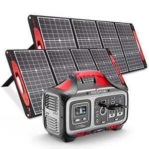 500W Portable Power Station ROCKPALS With 2X 120W Solar Panel