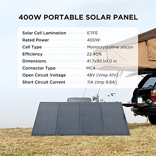 EF ECOFLOW 400W Portable Solar Panel, Foldable & Durable, Complete with an Adjustable Kickstand Case, Waterproof IP68 for Outdoor Adventures