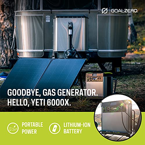 Goal Zero Yeti Portable Power Station - Yeti 6000X w/ 6,071 Watt Hours Battery Capacity, USB Ports, AC Inverter, 2 Boulder 200 Briefcase Solar Panels - Rechargeable Generator for Home, RVs, Work Sites