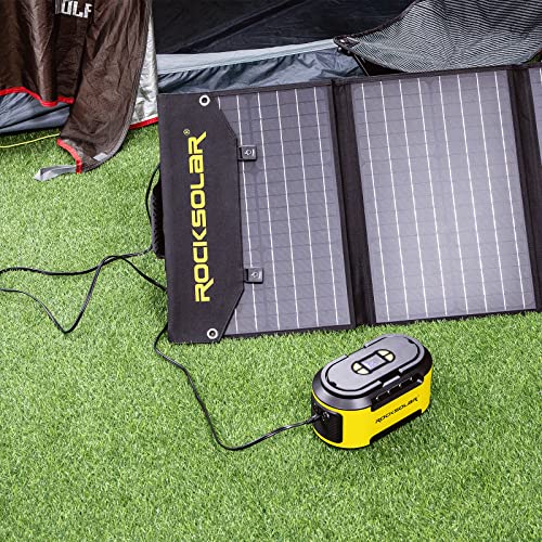 ROCKSOLAR 60 Watt Foldable Solar Panel Kit - Monocrystalline Cell Solar Battery Charger with Multiple 12V DC/USB/USB C PD Outlets - IPX4 Water Resistant Portable Starter Kit for Home, RV, Camping