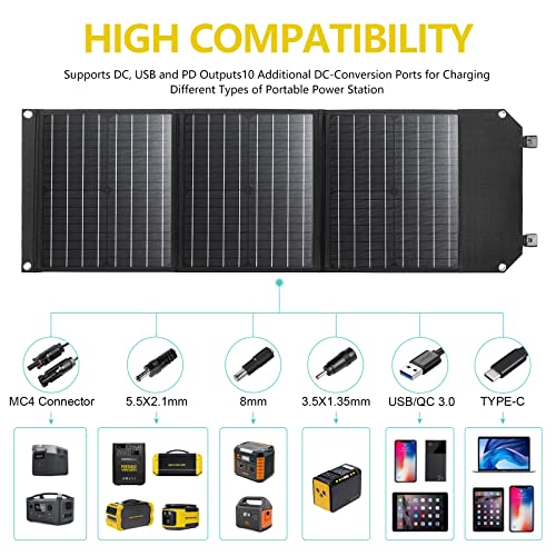 ROCKSOLAR Portable Power Station and Foldable Solar Panel - Adventurer 100W Solar Generator Lithium Battery Backup and 12V RSSP60 60W Solar Charger with AC/12V DC/USB Outlets (RS650)