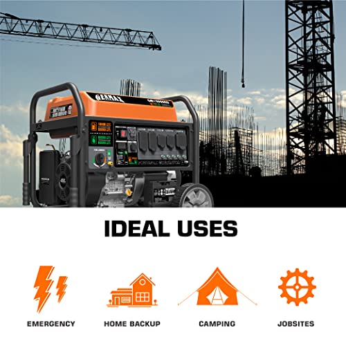 GENMAX Dual Fuel Portable Generator 12000 Watt Gas or Propane Powered Electric Start-Home Back Up, EPA Compliant