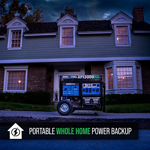 DuroMax XP13000HX Dual Fuel Portable Generator - 13000 Watt Gas or Propane Powered - Electric Start w/ CO Alert, 50 State Approved, Blue