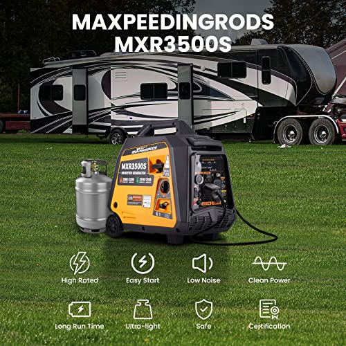 MaXpeedingrods 3500 Watt Dual Fuel Inverter Generator, Electric Start, Gas and Propane Powered for Home Backup Power, Outdoor Camping, RV Ready, EPA Compliant, Digital Display