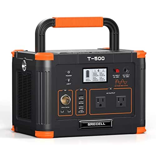 Portable Power Station 500W(Peak 1000W), 519Wh Outdoor Solar Generator Backup Battery Pack with 2 110V AC Outlets, 500W 10-Port Powerhouse for RV/Van Camping Fishing Climbing Road Trip Home Emergency