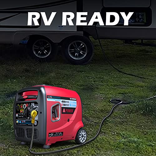 A-iPower SUA4000iED 4000 Watt Portable Inverter Generator Gas & Propane Powered, Small with Electric Start RV Ready for Camping, Tailgate, or Home emergency