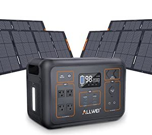ALLWEI-Solar-Generator-2000W-with-4-200W-Solar-Panel-Dual-PD100W-2131Wh-Portable-Power-Station-6-USB-Port-4-AC-Outlet-Home-Lithium-Battery-Backup-for-Outdoor-Camping-Hunting-Home-Use-Emergency-0