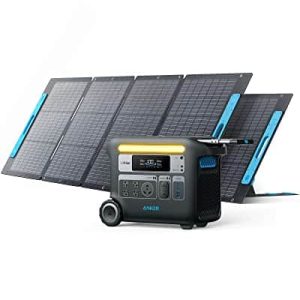 Anker SOLIX F2000 Solar Generator, 2048Wh Portable Power Station with LiFePO4 Batteries and 2× 200W Solar Panel, GaNPrime Technology, 4 AC Outlets Up to 2400W for Home, Power Outages, Camping, and RVs
