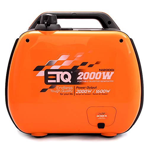 ETQ Tough Quality 2000/3600Watt Portable Generator - Extremely Quiet - CARB Compliant (2000W inverter)