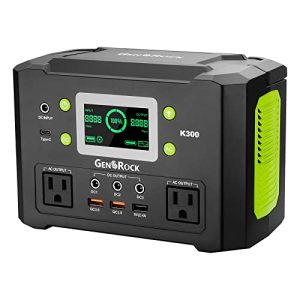 GENSROCK 300W Portable Power Station, 222Wh Solar Generator, Backup Lithium Battery With 110V/300W AC Outlet/QC 3.0/Type-C/LED Light/DC 12V for CPAP Family Emergency Outdoor Camping RV Travel.