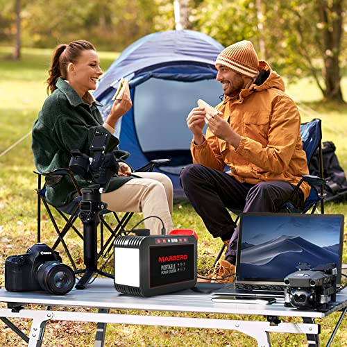 MARBERO 200W Portable Power Station 148Wh Camping Solar Generator Laptop Power Bank with AC Outlet 110V, DC, USB QC3.0, LED Flashlights for CPAP Home Outdoor Trip Emergency Backup