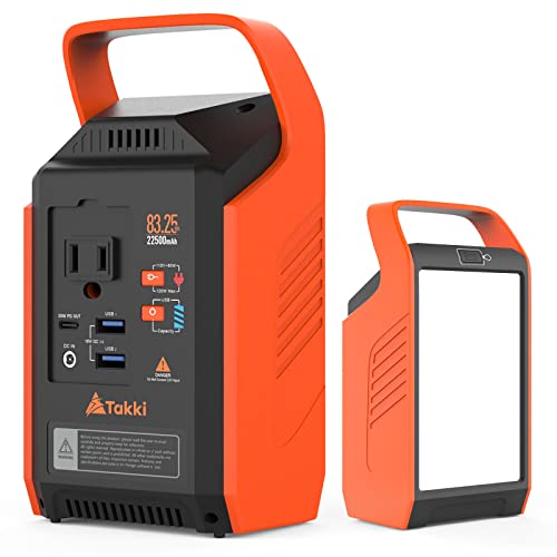 Takki Portable Power Station 83Wh, Camping Solar Generator Power Bank with 110V/80W AC Outlet, USB Type-C Port, Camping Light Lithium Battery Power for Home Emergency Battery Backup Laptop
