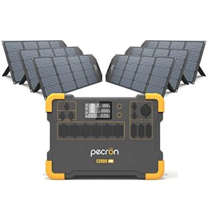 pecron Solar Generator E2000LFP,E2000LFP Portable power station with 6X 200W Solar Panels with 6X110V/2000W AC Outlets,LiFePO4 Battery Backup for Outdoors Camping Emergency