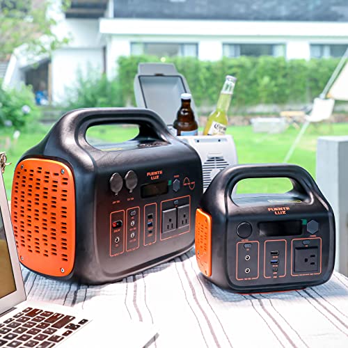 296wh Portable Power Station FUENTE LUZ Solar Generator Backup Lithium Battery Power Supply (Solar Panel Not Included)110V Pure Sine Wave AC Outlet For Outdoor Camping Travel Emergency (300, Orange)