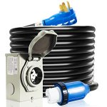 MULMART 50 Amp Generator Cord and Power Inlet Box, 15FT Generator Cords 50 Amp,125V/250V Generator Power Cord NEMA14-50P/SS2-50R Twist Lock Connector