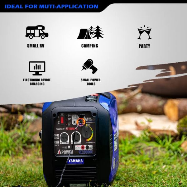 A-iPower Portable Inverter Generator, 2000W Ultra-Quiet Powered By Yamaha Engine RV Ready, EPA Compliant, Ultra Lightweight For Backup Home Use, Tailgating & Camping (SC2000i)