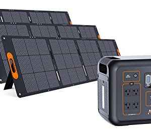 ALLWEI Solar Generator 500W(Peak 1000W) with 100W Solar Panel, Portable Power Station 461Wh, 2 AC Outlet, PD60W USB-C, Backup Lithium Battery for Camping CPAP Home Outdoor Emergency Power Outage