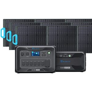 BLUETTI Solar Generator AC300&B300 3072Wh Expansion Battery with 3 PV200S 200W Solar Panel Included, 6 X 3000W AC Outlets, UPS Backup Battery for Home Use Outdoors Camping RV Emergency