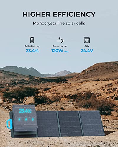 BLUETTI Solar Generator EB55 with PV120 Solar Panel Included, 537Wh Portable Power Station w/ 4 110V/700W AC Outlets, LiFePO4 Battery Pack for Camping, Adventure, Emergency Steel Grey EB55+PV120