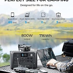 BLUETTI Solar Generator EB70S with PV200S Solar Panel Included, 716Wh Portable Power Station w/ 4 120V/800W AC Outlets, LiFePO4 Battery Pack for Outdoor Camping, Road Trip, Emergency