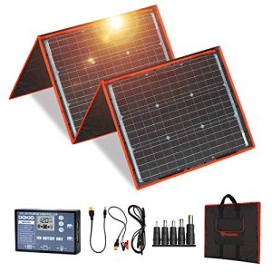 DOKIO 160W 18V Portable Solar Panel Kit (ONLY 9lb) Folding Solar Charger with 2 USB Outputs for 12v Batteries/Power Station AGM LiFePo4 RV Camping Trailer Car Marine……