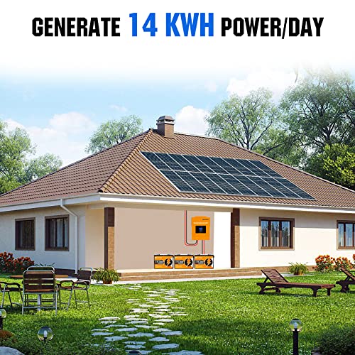 ECO-WORTHY 14KWH 3600W 48V Solar Power Complete System for Home Shed: 18pcs 195W Solar Panel + 1pc 5000W 48V All-in-one MPPT Solar Charge Inverter + 3pcs 48V 50AH Lithium Battery（7680WH） + Z-Bracket