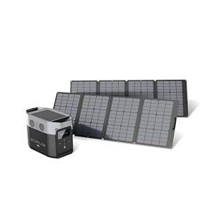 EF ECOFLOW DELTA mini Solar Generator and 2 110W Solar Panel with 5x120V/1400W AC Outlets, Solar Portable Lithium Battery Power Station Outdoors Camping RV/Van Hunting Emergency