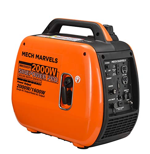 Mech Marvels Super Quiet 2000 Watt Portable Dual Fuel Inverter Generator, Carb Compliant, Clean Sine Wave MM2000DFI