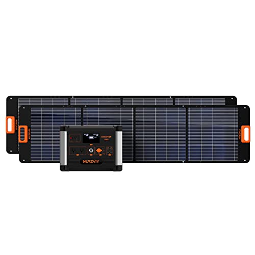 NURZVIY Solar Generator 1500 Max, 1536Wh Backup Lithium Battery Discover 1500, w/ 2 Solar Panels 200W 22.6% Cell Efficiency, 400W in Total, for Outdoor Camping Travel Emergency