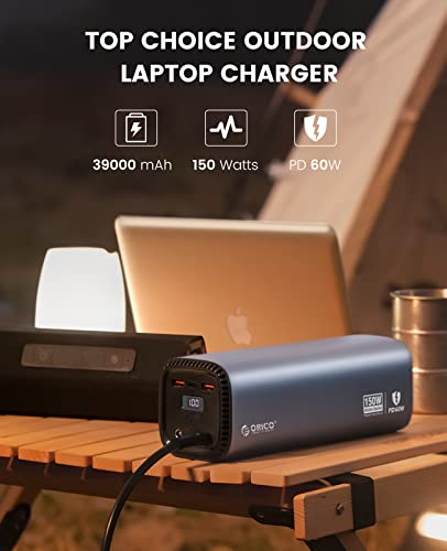 Portable Power Station, ORICO 144Wh Laptop Charger Outdoor Camping Solar Generator with 5 Outputs, 110V/150W AC Outlet(Peak 170W), Super Lightweight Backup Lithium Battery for CPAP, Emergency