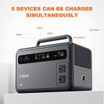 CTECHi Portable Power Station 600W (Peak 1200W), 384Wh LiFePO4 Battery, 120000mAh Emergency Power Supply, Solar Generator with 2 AC Outlets 600W for Travel, Camping, Power Outage, CPAP and RVs