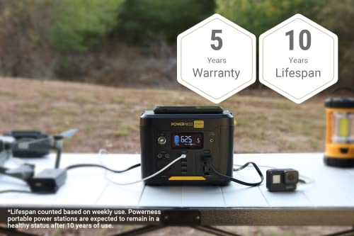 Powerness Portable Power Station Hiker U300 Solar Generator 296Wh Battery Powered Generator with 2x300W AC Outlets (Surge Power 600W) and PD 60W In/output for Outdoor Camping
