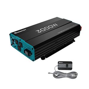 Renogy 3000W Pure Sine Wave Inverter 12V DC to 120V AC Converter for Home, RV, Truck, Off-Grid Solar Power Inverter with Built-in 5V/2.1A USB, AC Hardwire Port, Remote Controller