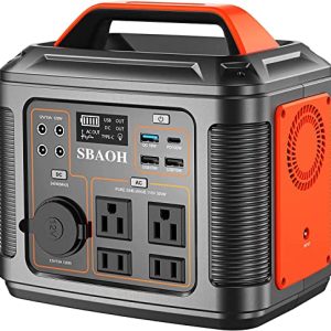 SBAOH Portable Power Station, 300W 296Wh Solar Generator Quick Charge / 110V AC Outlets/DC Ports and LED Flashlight, Lithium Battery Backup for Home Outdoor Travel Camping Blackout