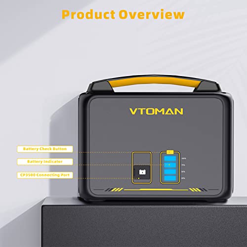 VTOMAN Jump 600X Extra Battery 640Wh for Jump 600X Portable Power Station, LiFePO4 (LFP) Backup Expansion Battery with BMS Protection