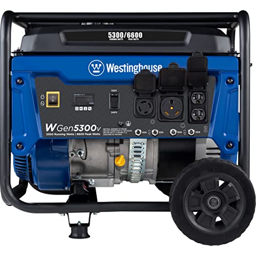 Westinghouse 6600 Peak Watt Home Backup Portable Generator, Transfer Switch Ready 30A Outlet, RV Ready 30A Outlet, CARB Compliant