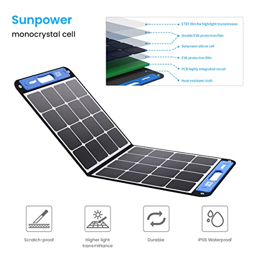 XTAR sp100 100w Portable Solar Panel Solar Power, Foldable Solar Panel Single Panel Solar Power Panel for Power Station Solar Generator RV Solar Camping not Included Independent EU4S Charger
