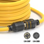 30 Amp Generator Cord and Power Inlet Box (Pre-Drilled) Waterproof Kit, 25 Feet Nema L14 30p Generator Extension Cord with L14-30P to L14-30R Twist Lock Cord Plug for Outdoor Use,125/250 Volts