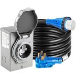 Gloppers 50 Amp Generator Cord and Power Inlet Box, 15FT Generator Cords 50 Amp,125V/250V Generator Power Cord NEMA14-50P/SS2-50R Twist Lock Connector